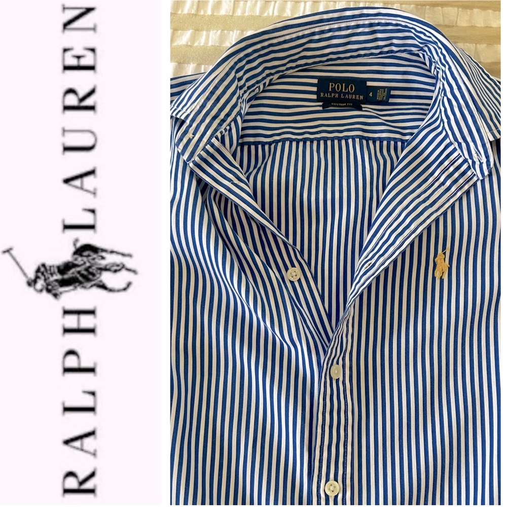 Polo by Ralph Lauren Blue and White Striped Button-Down Shirt